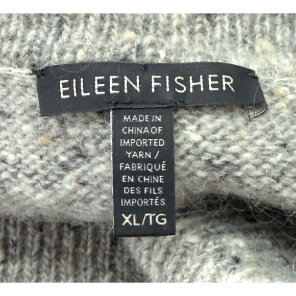 Eileen Fisher Wool Mohair Open Shawl Size XL Jacket Cardigan Speckle Office Cozy - Picture 7 of 11
